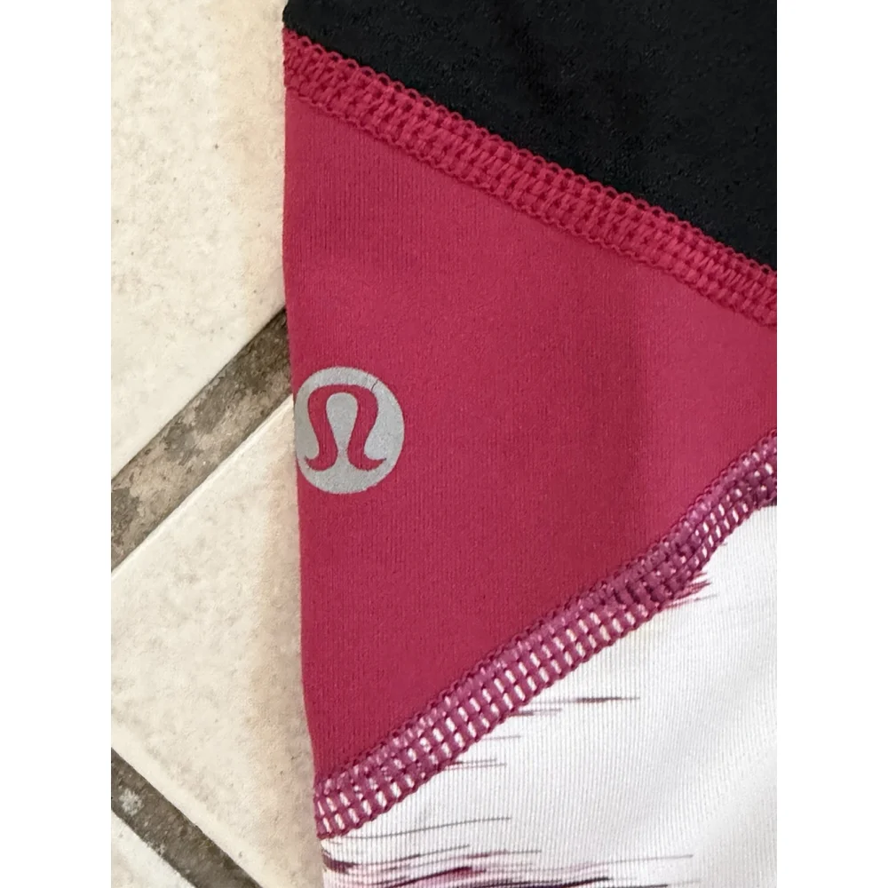 LULULEMON PACE RIVAL CROP 22”LEGGING BLACK PINK SIZE 4 - Picture 7 of 7